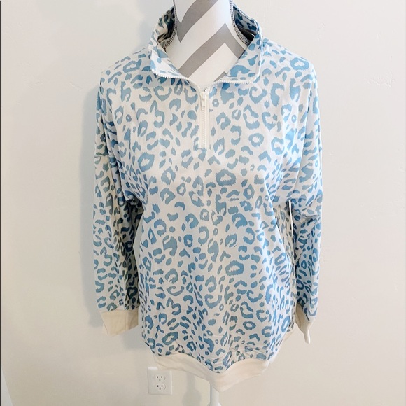 SALE‼️ Blue Gray Leopard Zip Fall Sweatshirt - Picture 5 of 6